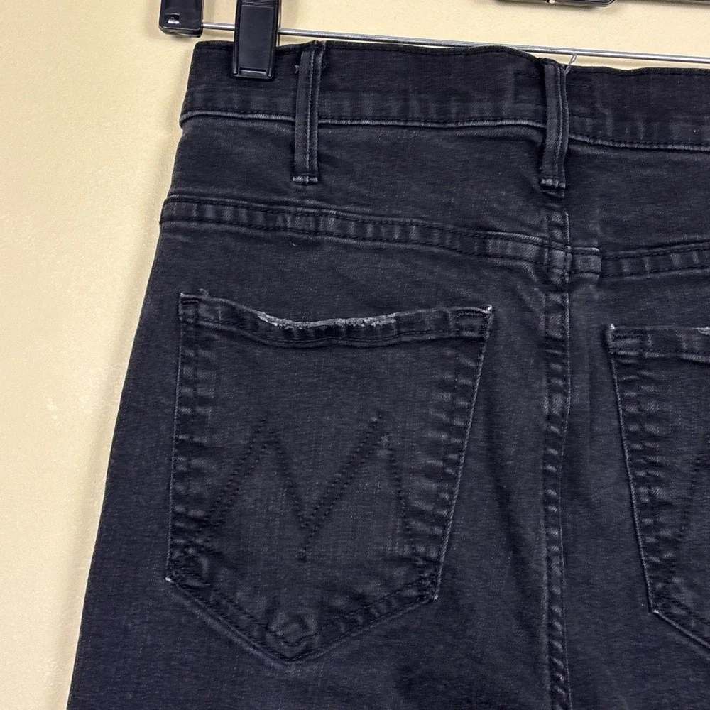MOTHER Hustler Ankle Fray Jeans Not Guilty Black Women Size 26 High Waist‎ Denim